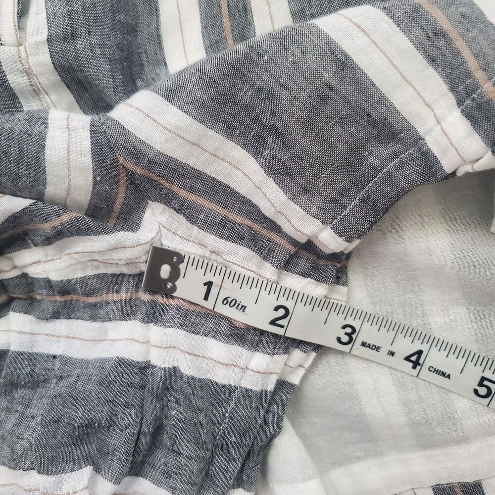 Banana Republic Women's Romper Size 4 Petite Striped Cotton Linen Tie Pockets - Picture 11 of 11